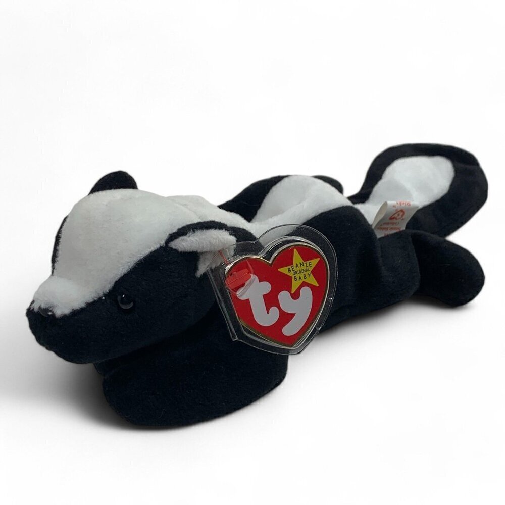 TY Beanie Babies 8" "Stinky" The Skunk Collectible Toy Black & White 1995 NWT
